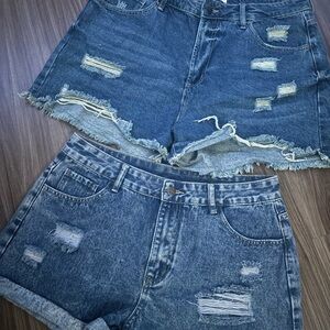New Fashion Nova Blue Distressed Jean Shorts
